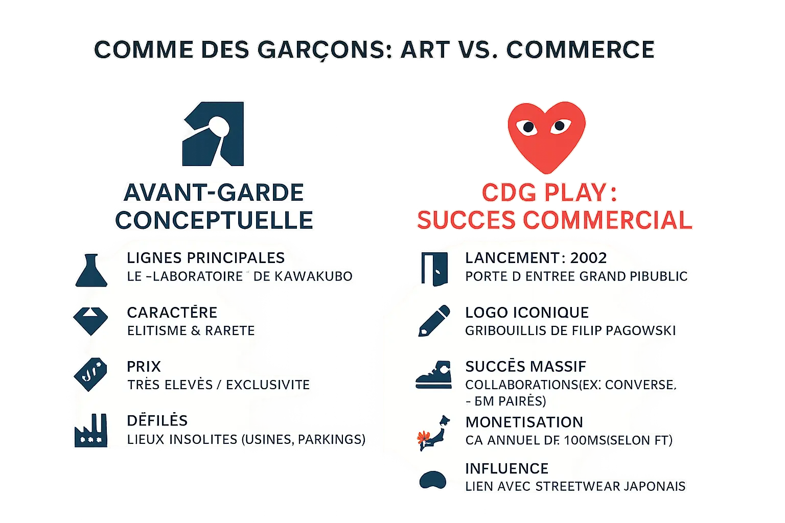 Illustration de la dualité Comme des Garçons entre art et commerce