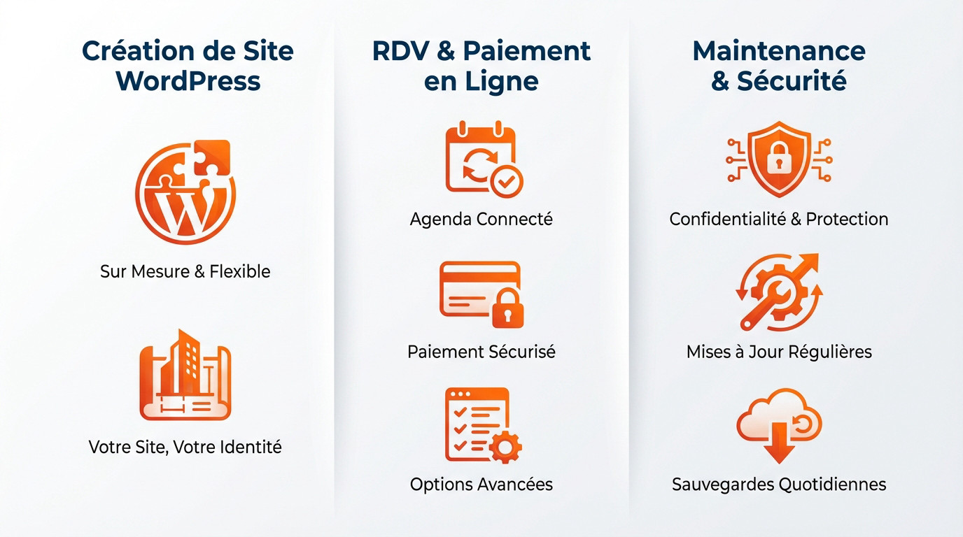 Services de création de site web pour avocat : prise de rendez-vous, paiement et maintenance