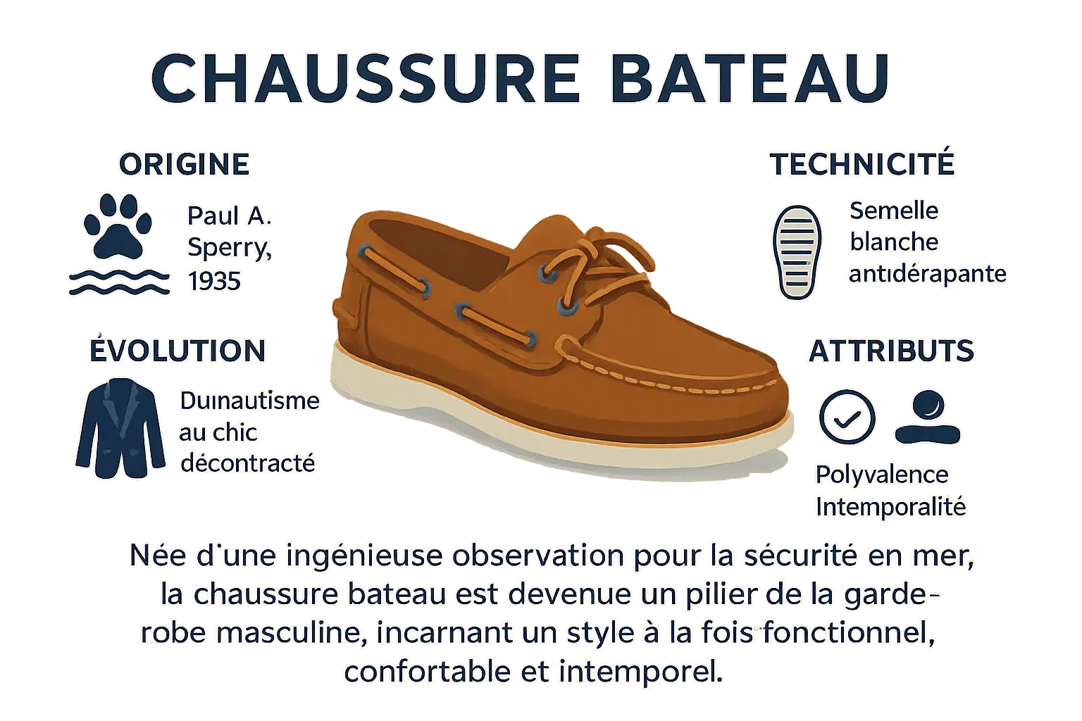 Histoire et essence de la chaussure bateau
