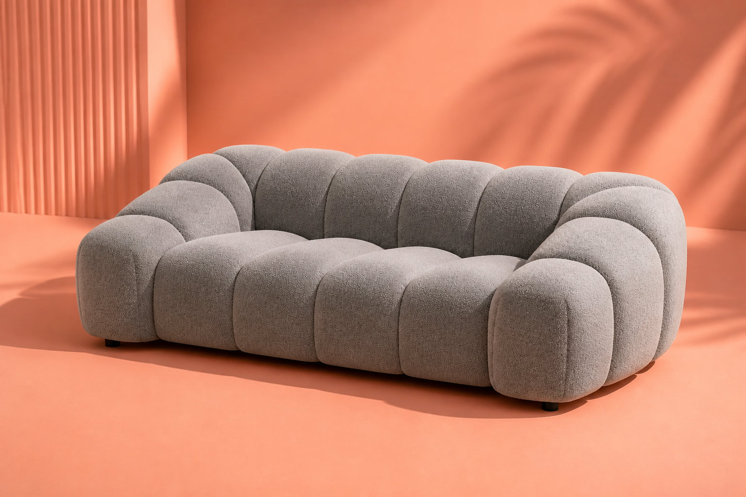 Canapé nuage 3 places AVA velours gris clair : la clarté moderne