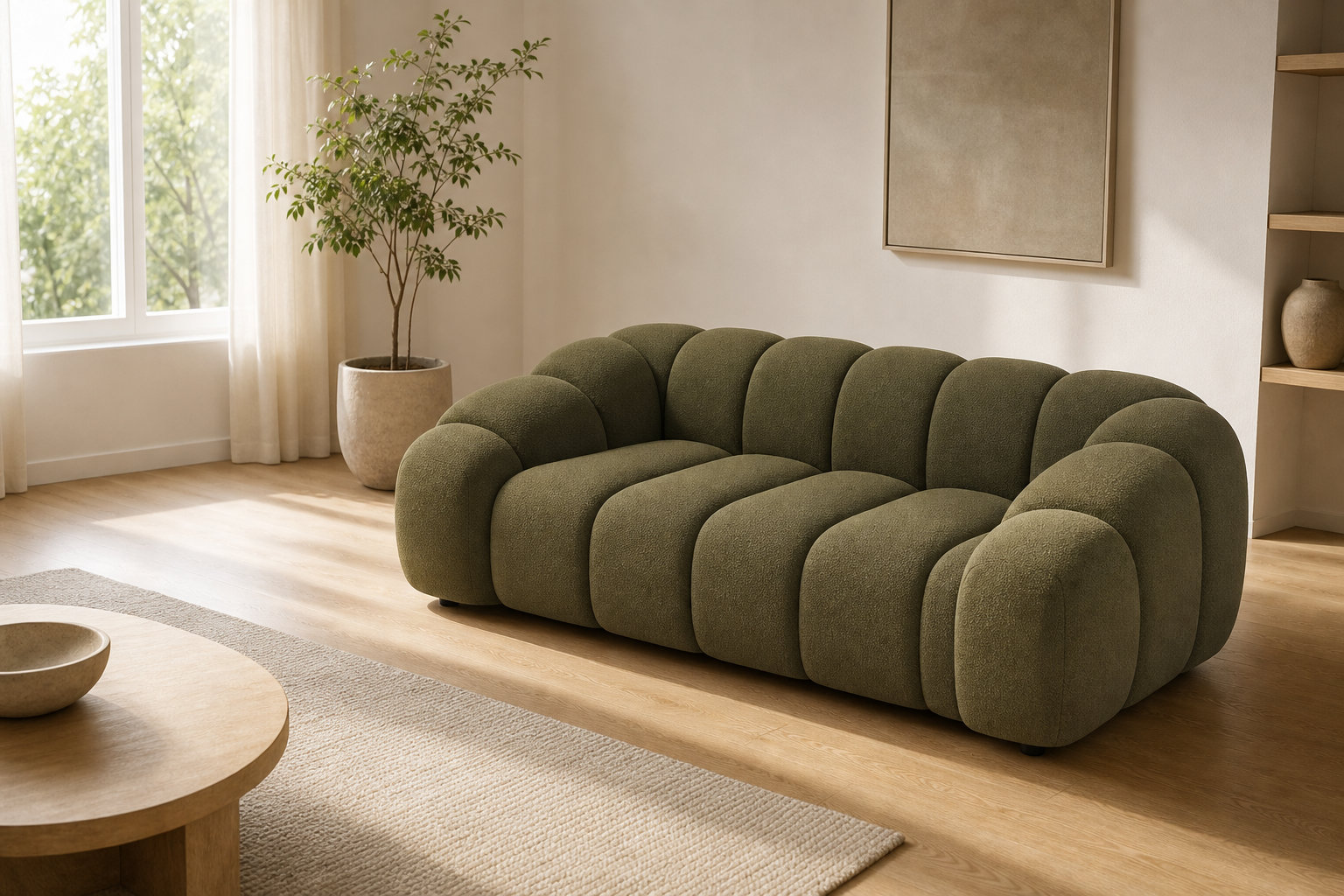 Canapé nuage AVA en velours texturé vert