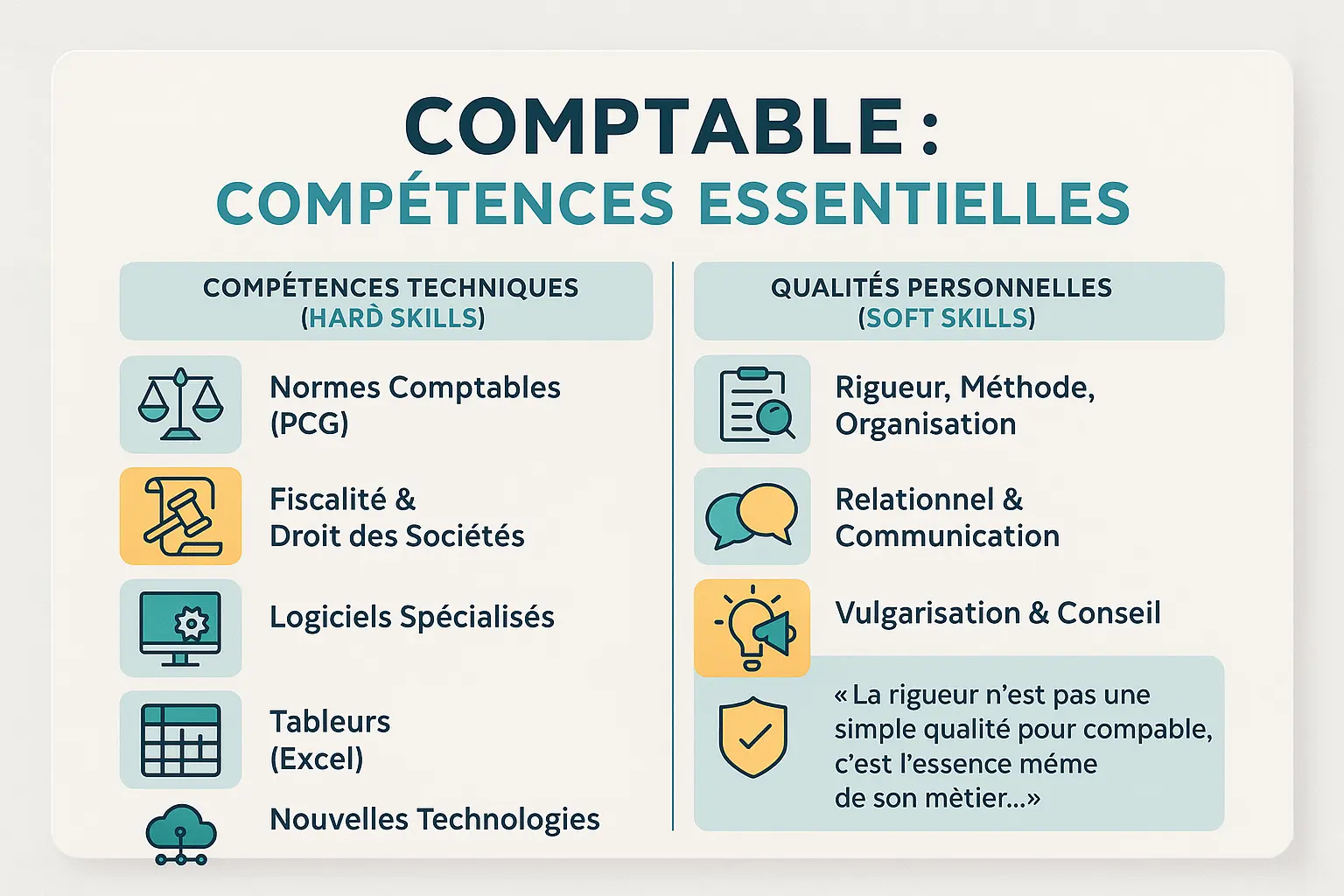 Illustration des compétences essentielles du comptable