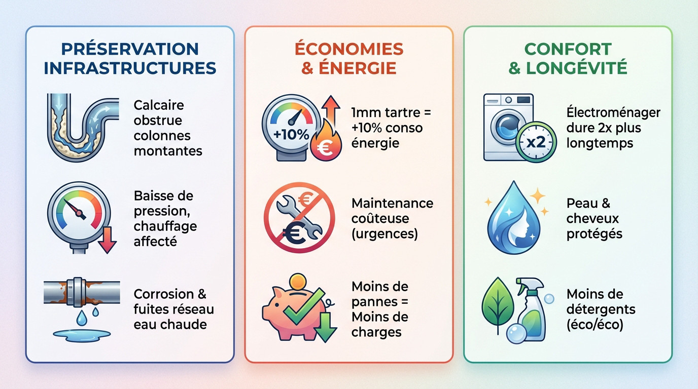 Impact du calcaire sur les canalisations et infrastructures collectives de l'immeuble