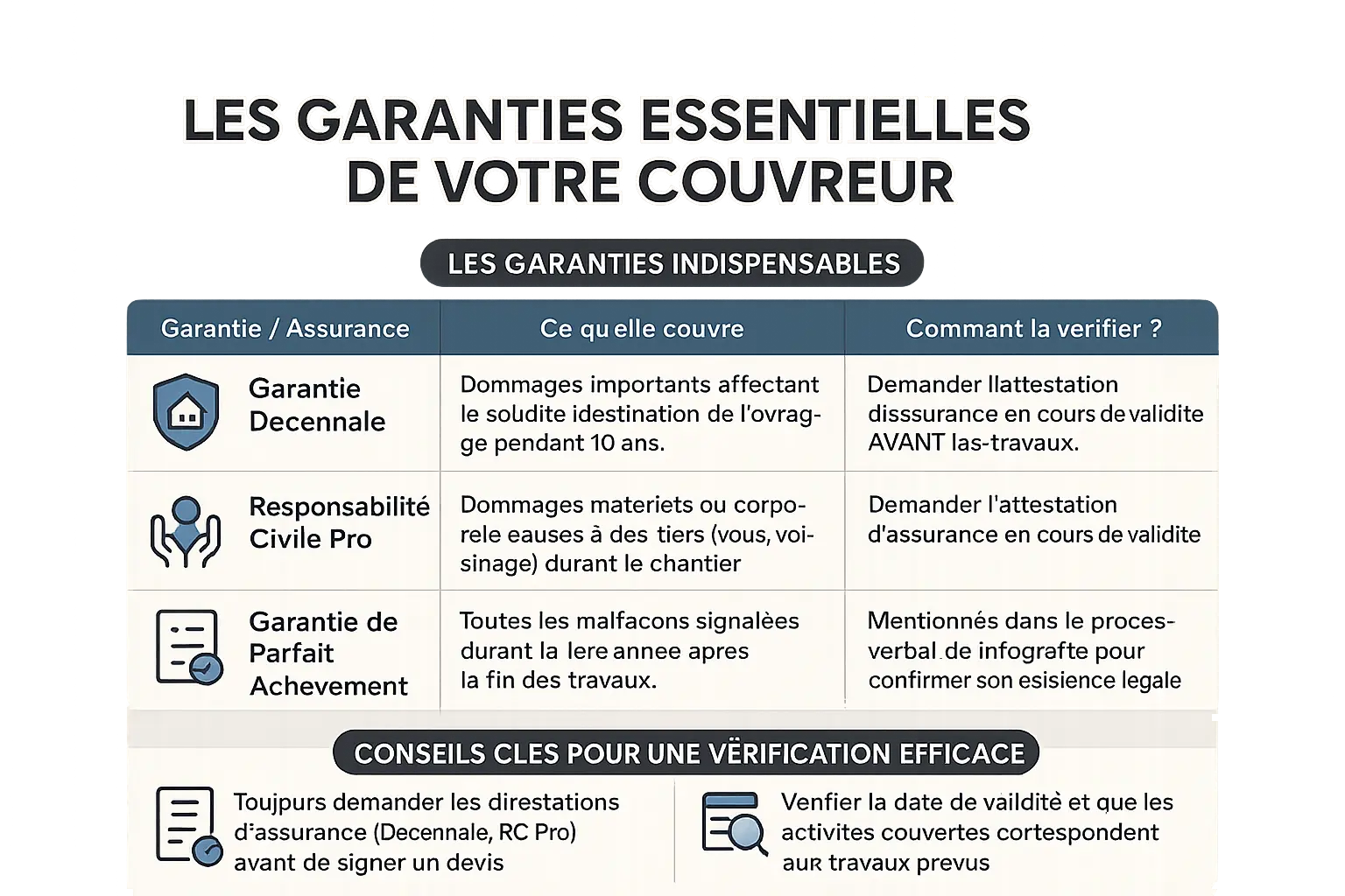 Schéma explicatif des garanties d'un couvreur