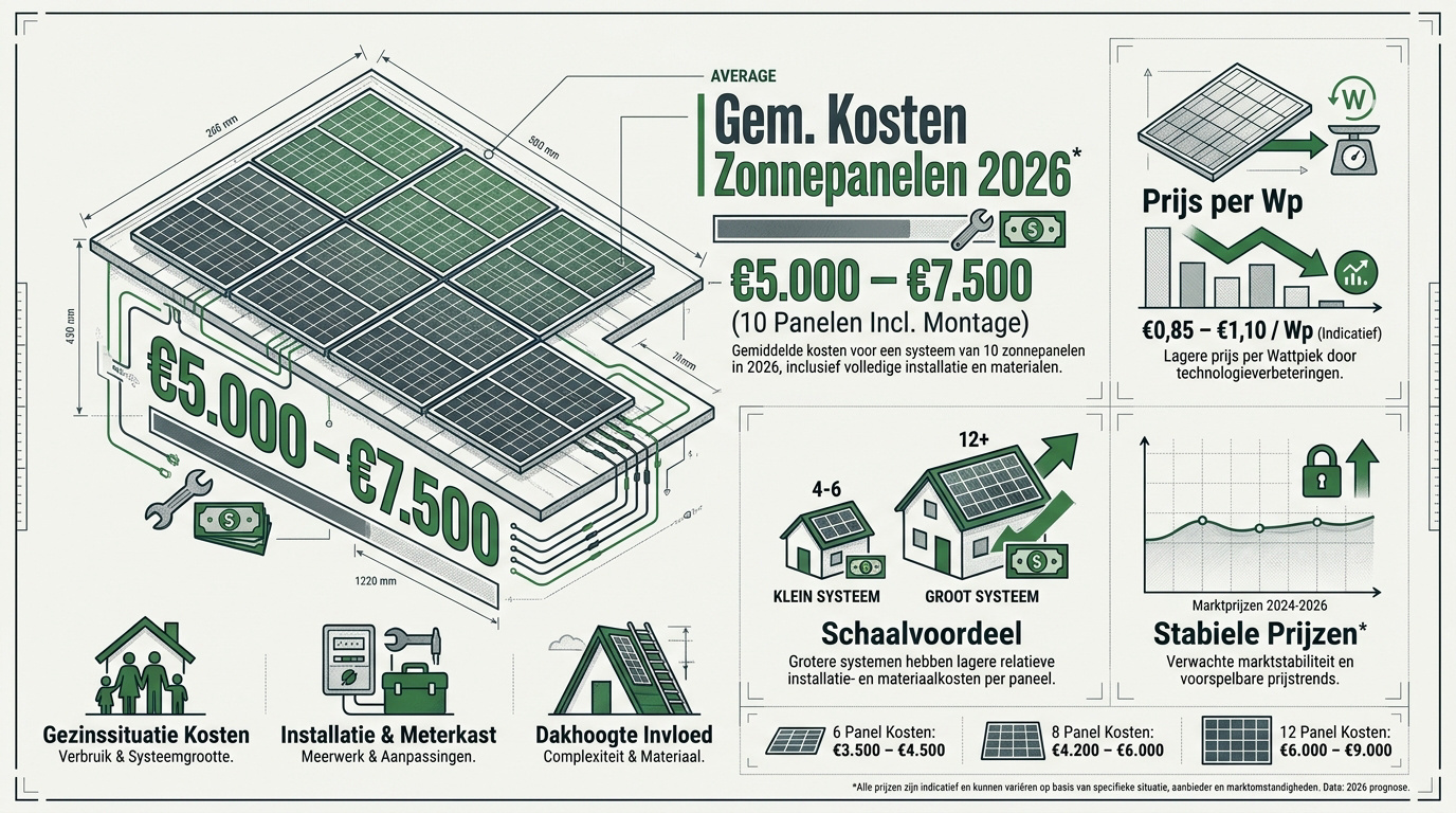 Gemiddelde kosten zonnepanelen 2026 per huishouden