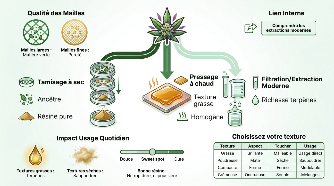 Processus d'extraction mécanique et thermique de la résine de chanvre