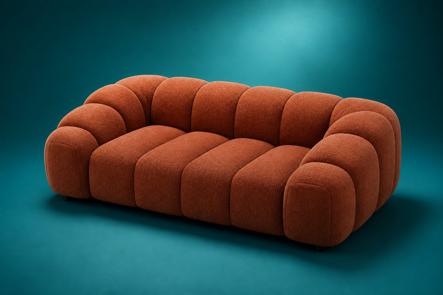 Canapé nuage 3 places en velours texturé terracotta - AVA : chaleur immédiate