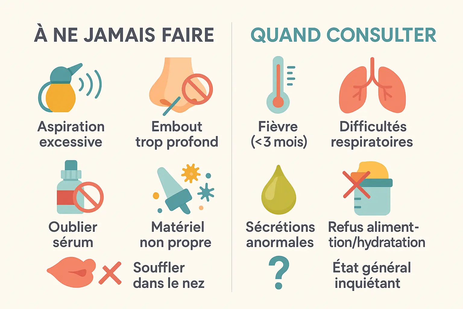 Illustration d'un bébé avec soins nasaux