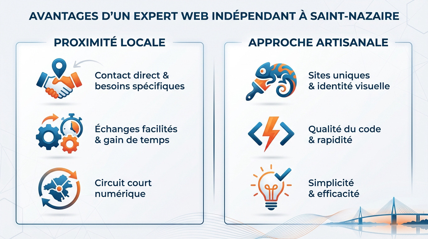 Expert web indépendant travaillant sur un projet digital à Saint-Nazaire