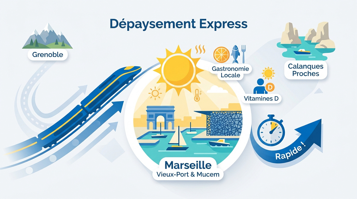 Vue panoramique du Vieux-Port de Marseille sous le soleil