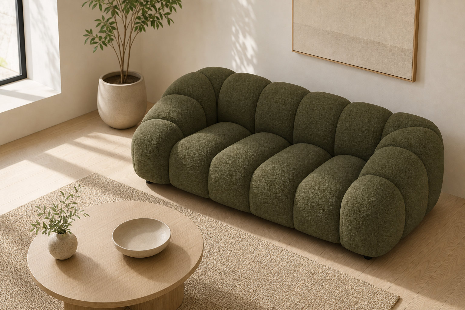 Canapé nuage AVA en velours texturé vert
