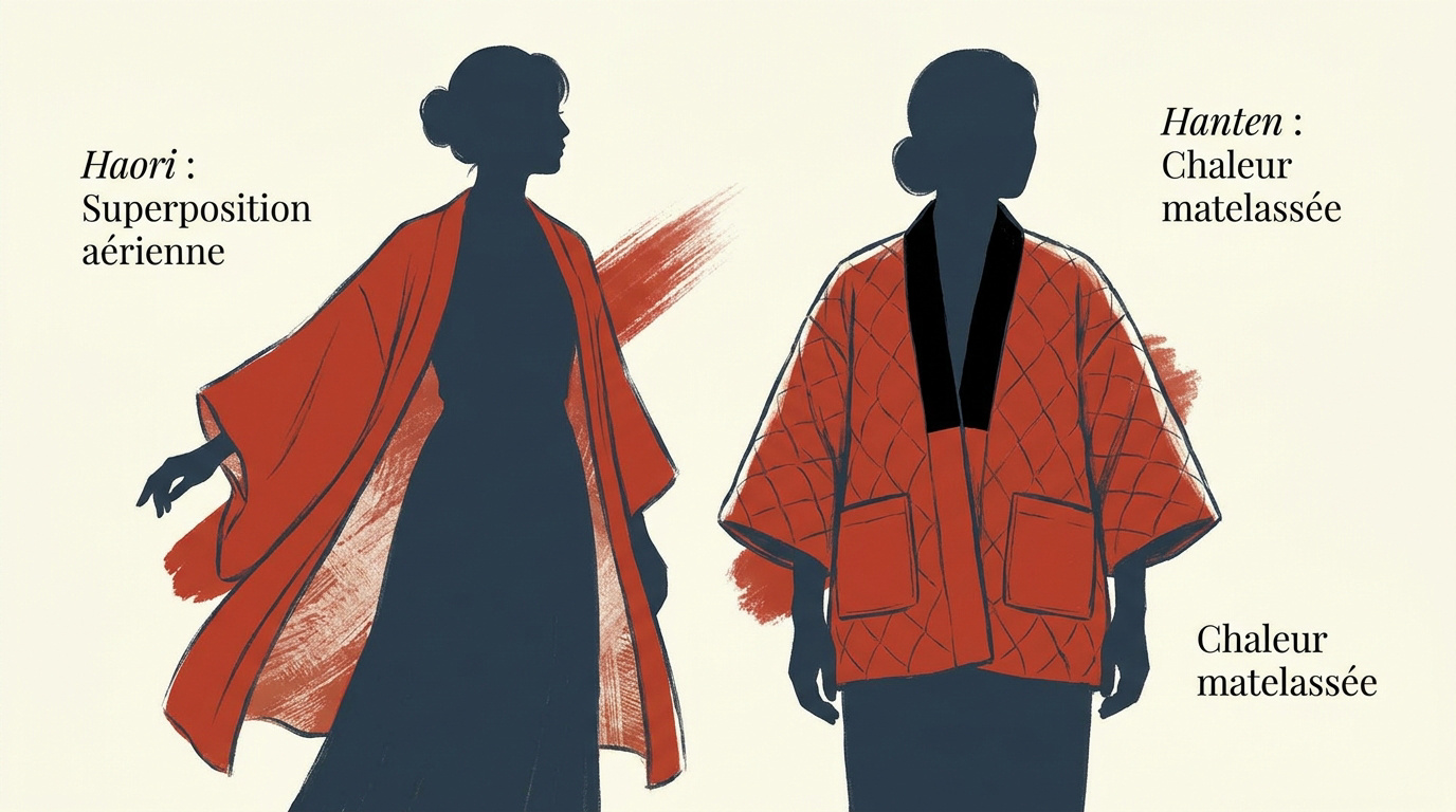 Veste japonaise traditionnelle haori et hanten pour femme