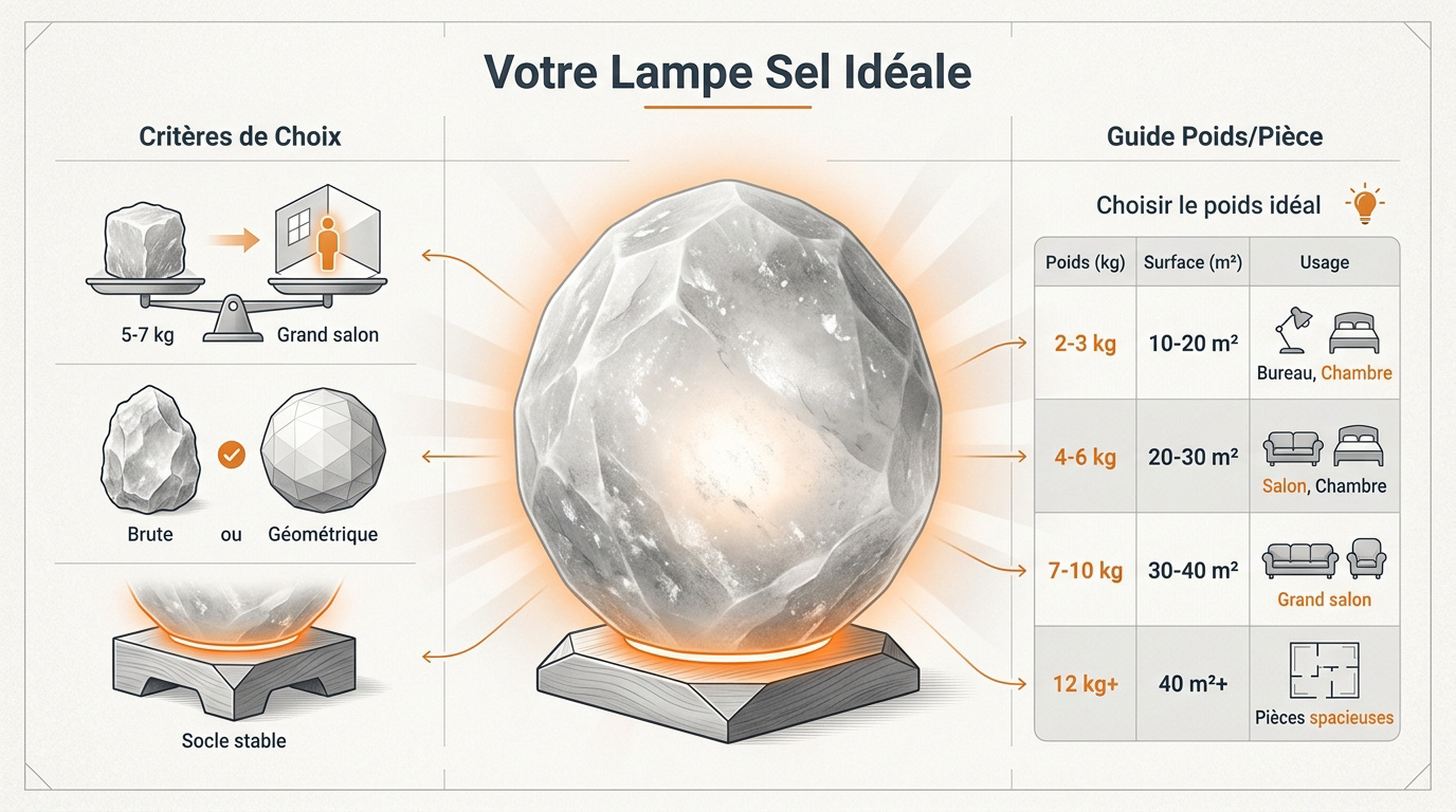 Sélection d'une lampe en cristal de sel de l'Himalaya selon le poids et la forme