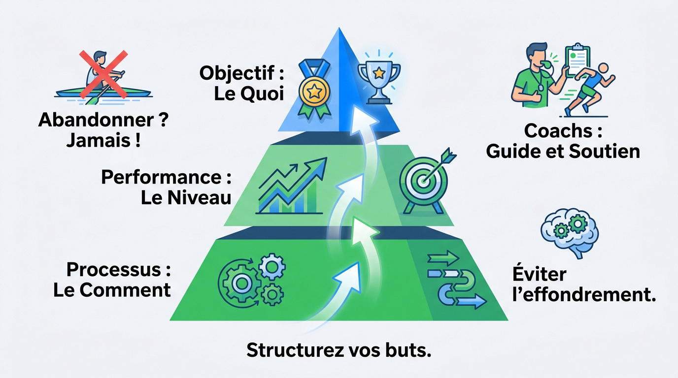Schéma de la hiérarchie entre objectifs de résultat, performance et processus