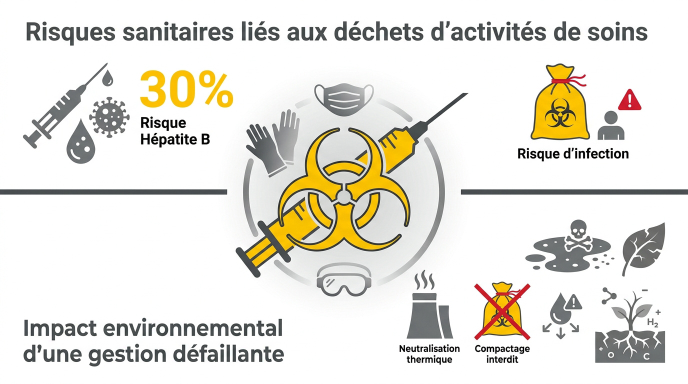 Risques sanitaires et environnementaux li&eacute;s &agrave; la gestion des d&eacute;chets de soins