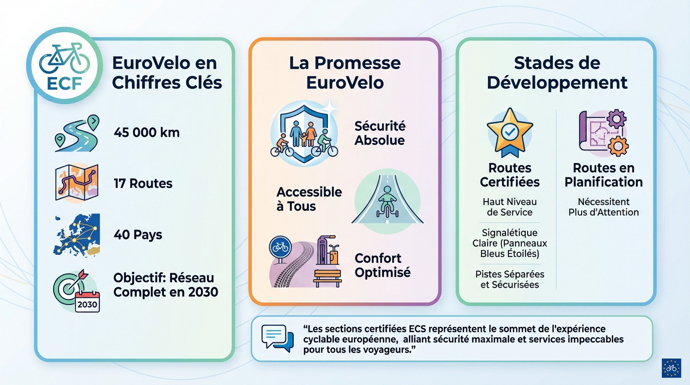 Carte globale du réseau cyclable EuroVelo traversant l'Europe