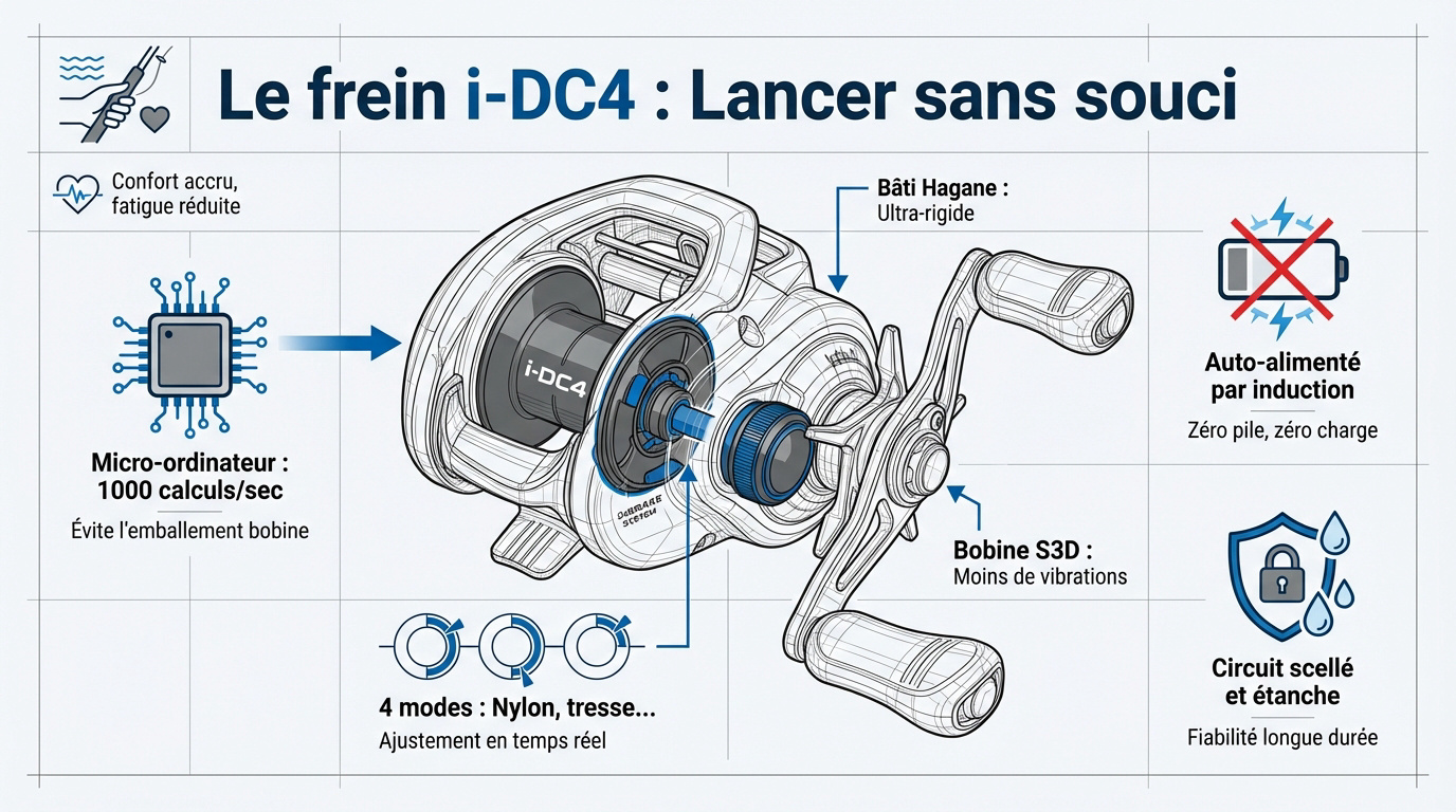 Système de freinage numérique Shimano i-DC4 sur un moulinet SLX DC