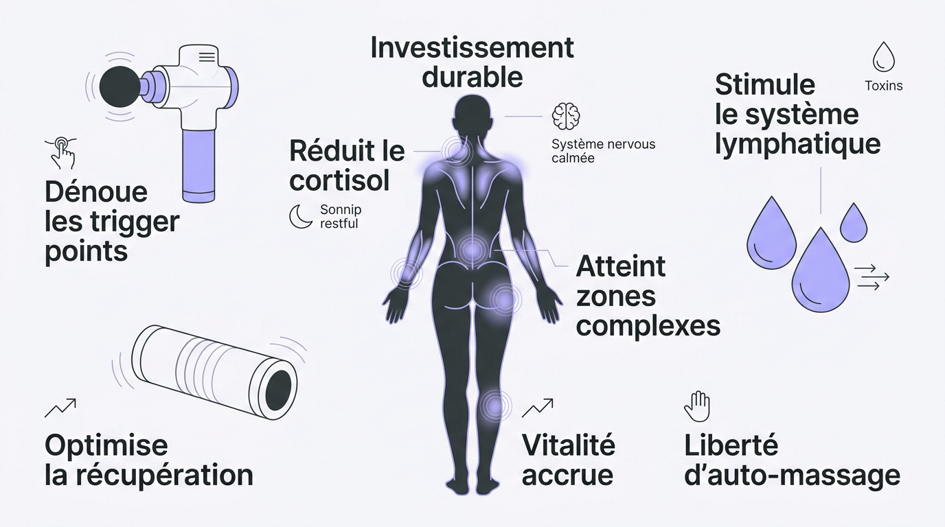 Femme pratiquant un auto-massage relaxant pour réduire le stress