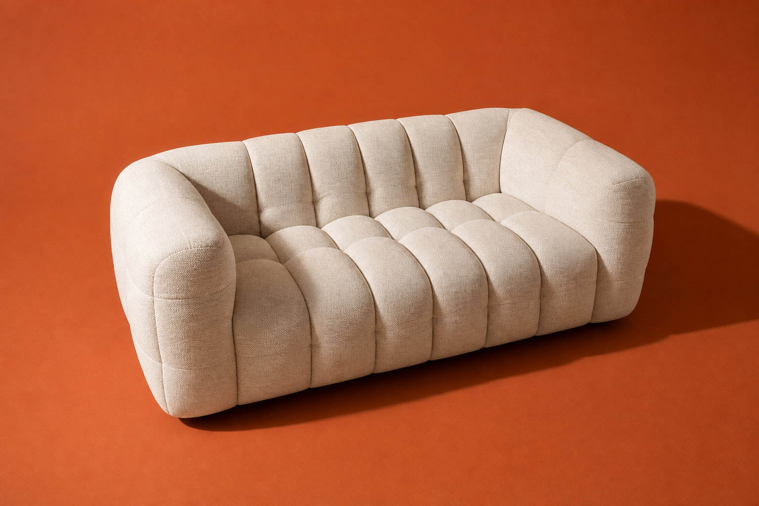 Canapé nuage 2 places en tissu beige sable - LILO