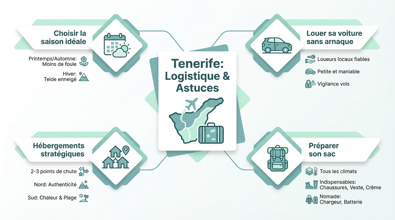 Route sinueuse traversant les paysages volcaniques de Tenerife sous un ciel dégagé