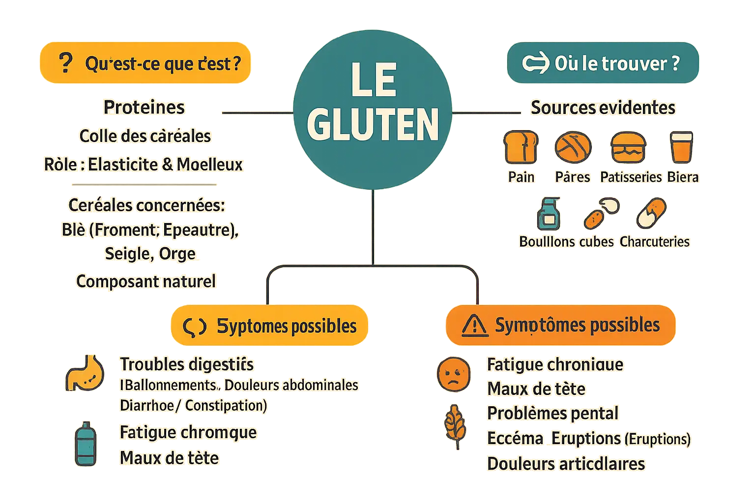 Illustration d'<strong>aliments avec et sans gluten</strong>