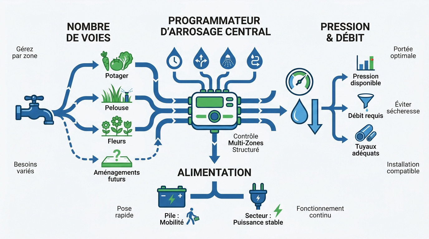 Quel programmateur d'arrosage choisir pour votre jardin ? Sélection d'un programmateur d'arrosage adapté aux zones du jardin
