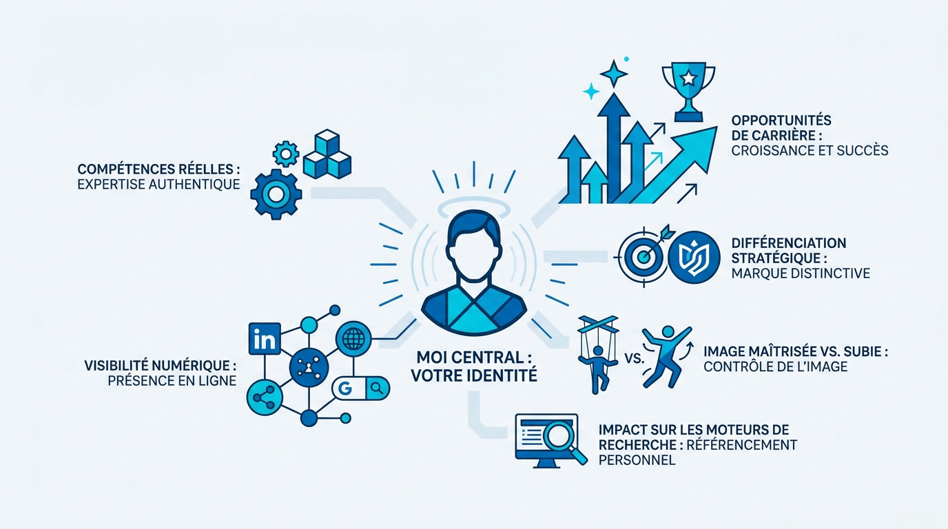 Représentation visuelle du personal branding et de l'identité professionnelle numérique