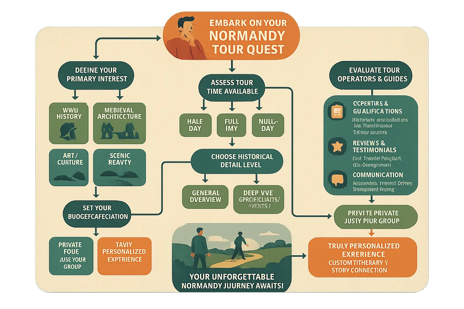 Normandy landscape with historical sites