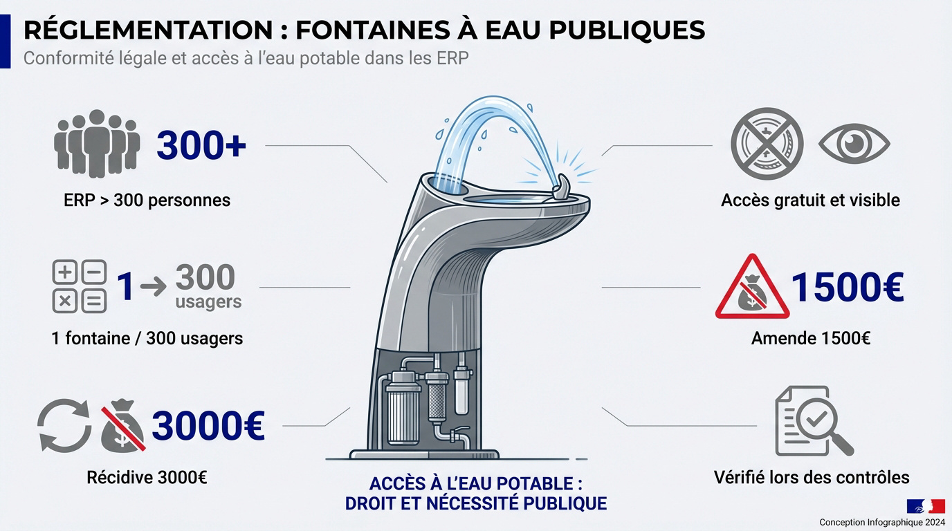 Installation d'une fontaine &agrave; eau potable dans un &eacute;tablissement recevant du public conform&eacute;ment &agrave; la loi AGEC