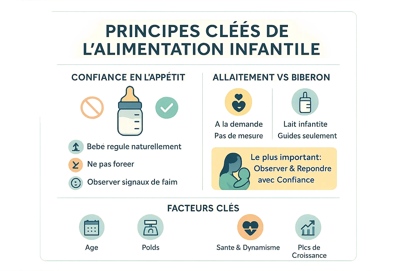 Illustration principes clés de l'alimentation infantile