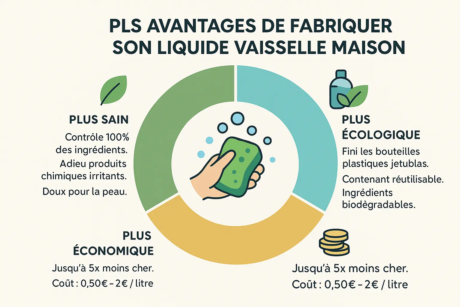 Liquide vaisselle maison dans un flacon réutilisé avec étiquette personnalisée