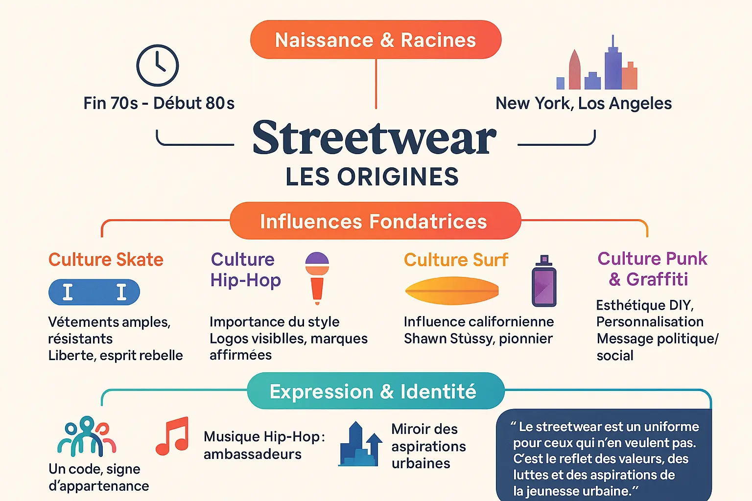 Streetwear vintage des années 80 avec sneakers, t-shirts graphiques et éléments de culture urbaine