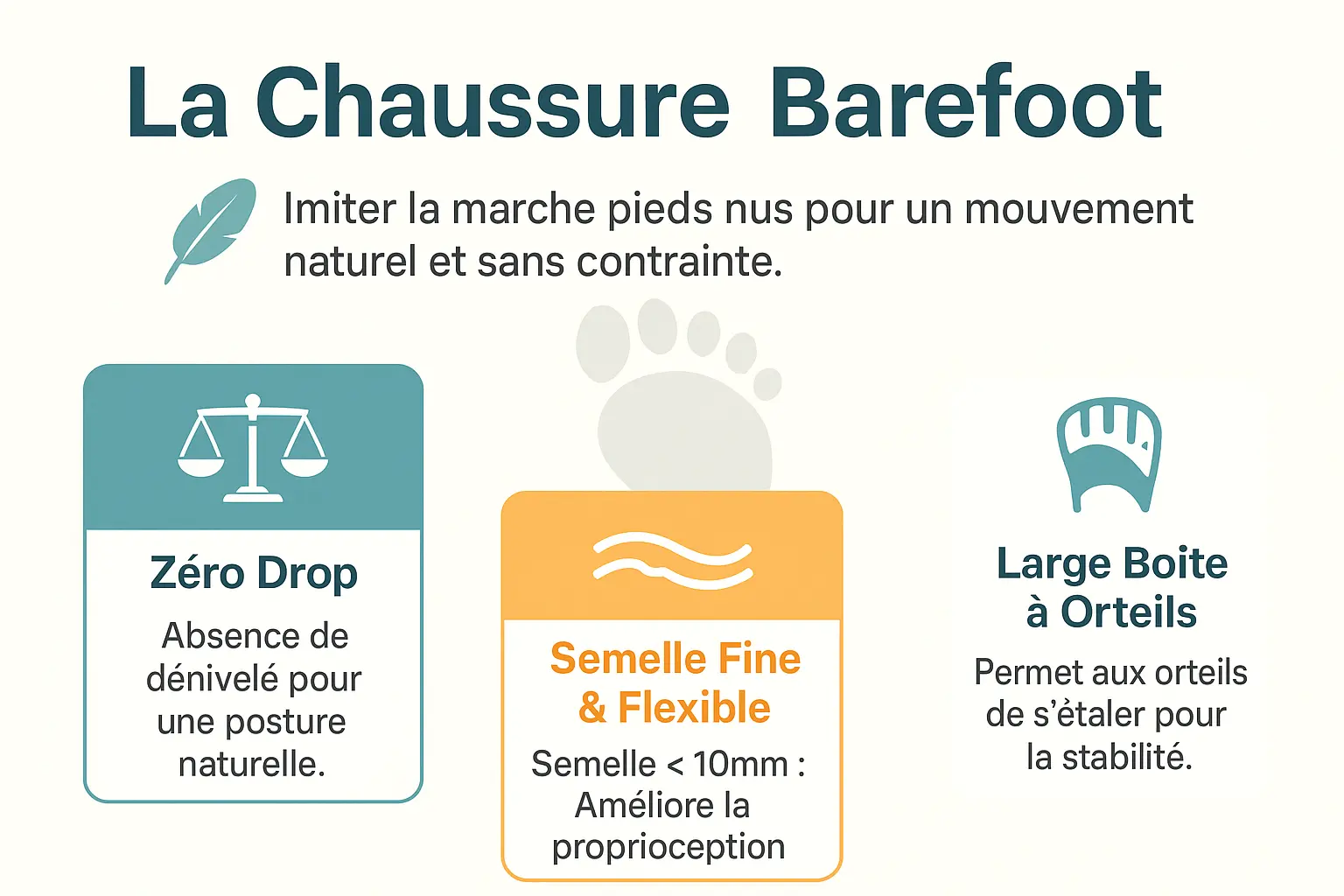 Illustration des caractéristiques d'une chaussure barefoot