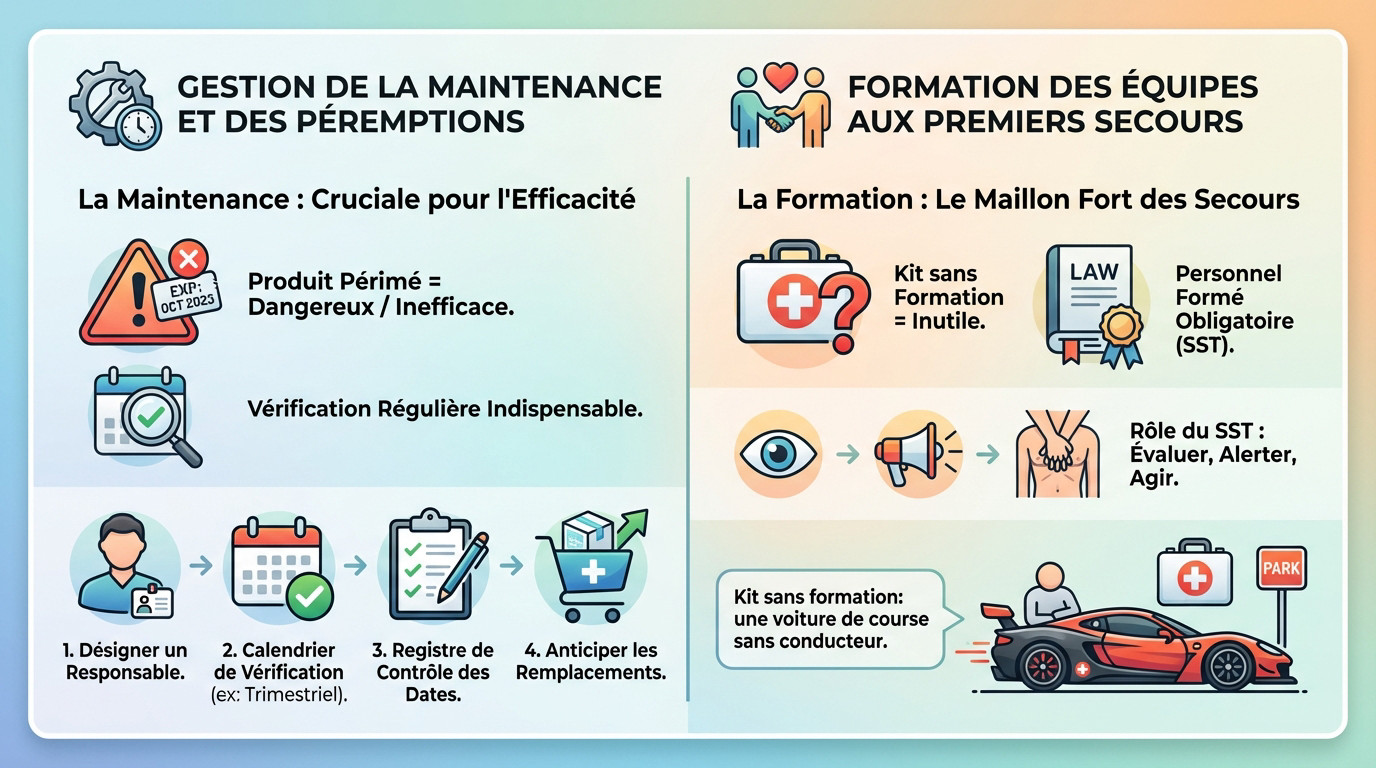 Vérification du matériel médical et formation aux premiers secours en entreprise