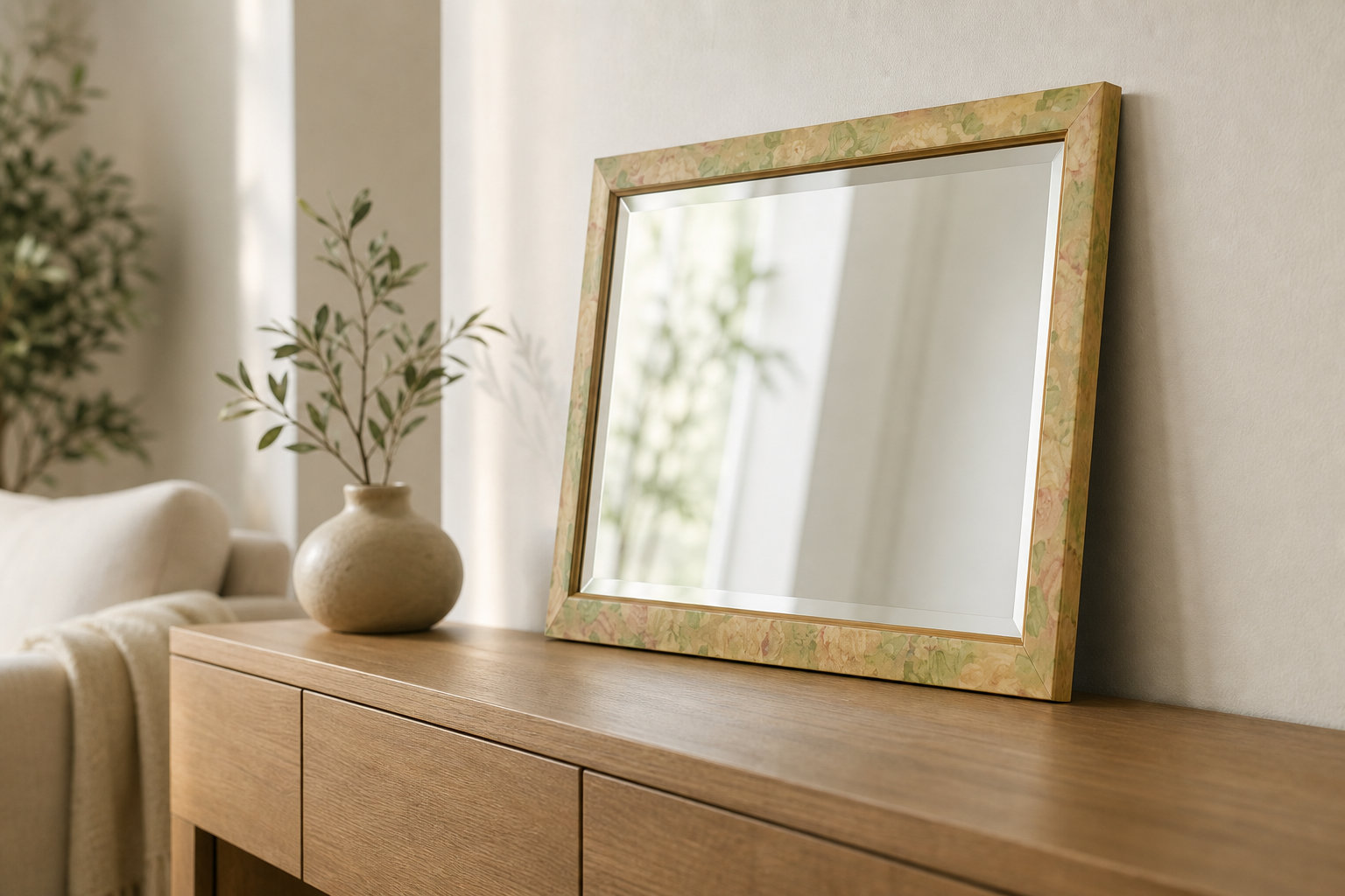 Miroir floral biseauté : le charme bucolique !