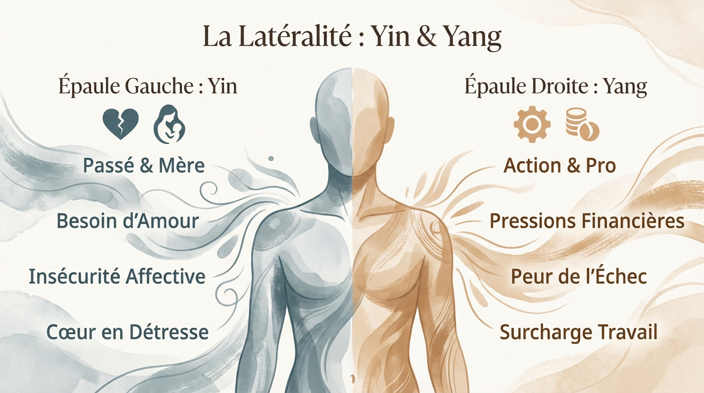 Représentation de la latéralité Yin et Yang pour le décodage des douleurs d'épaules