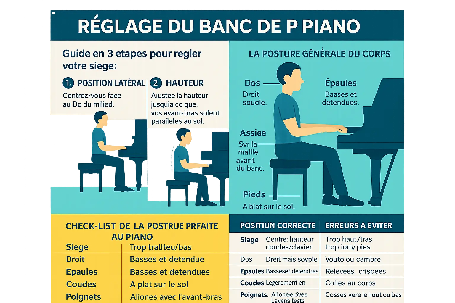 Illustration de bonne posture au piano