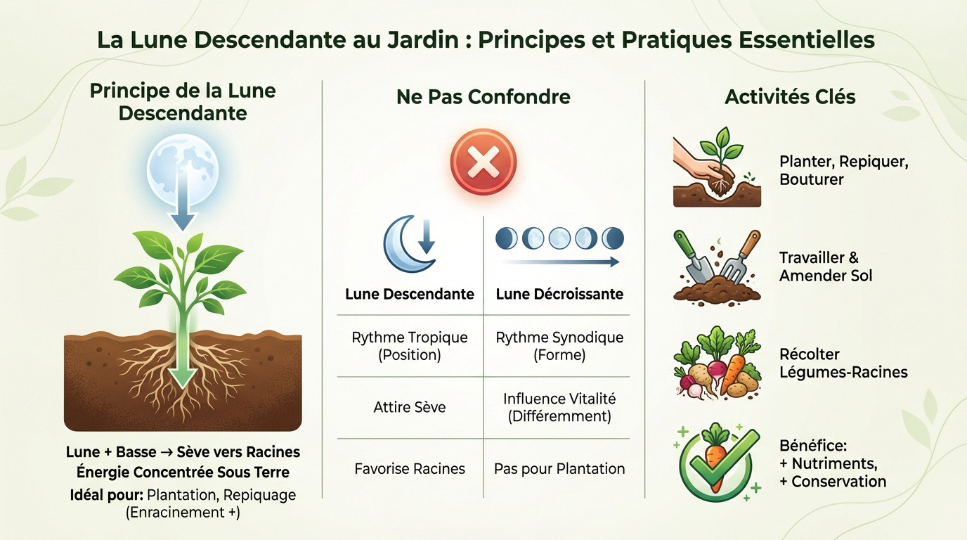 Jardinier travaillant la terre pour planter des légumes en lune descendante