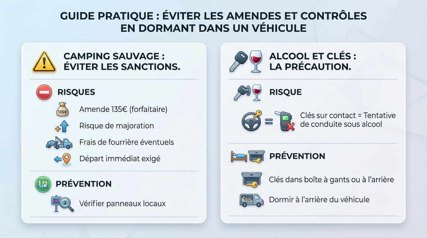 Guide pratique pour éviter les amendes en dormant dans son véhicule
