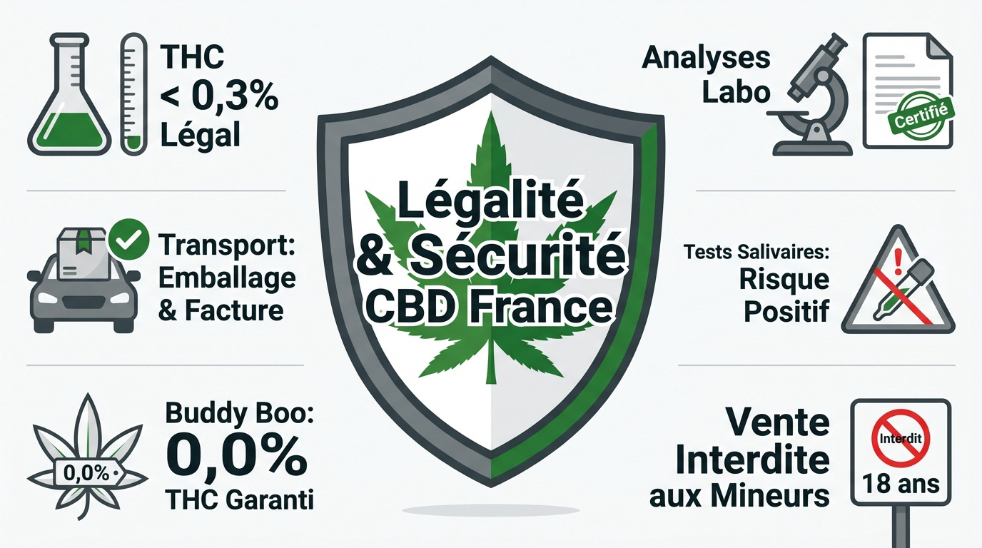 Infographie sur le cadre légal et la sécurité sanitaire du CBD en France