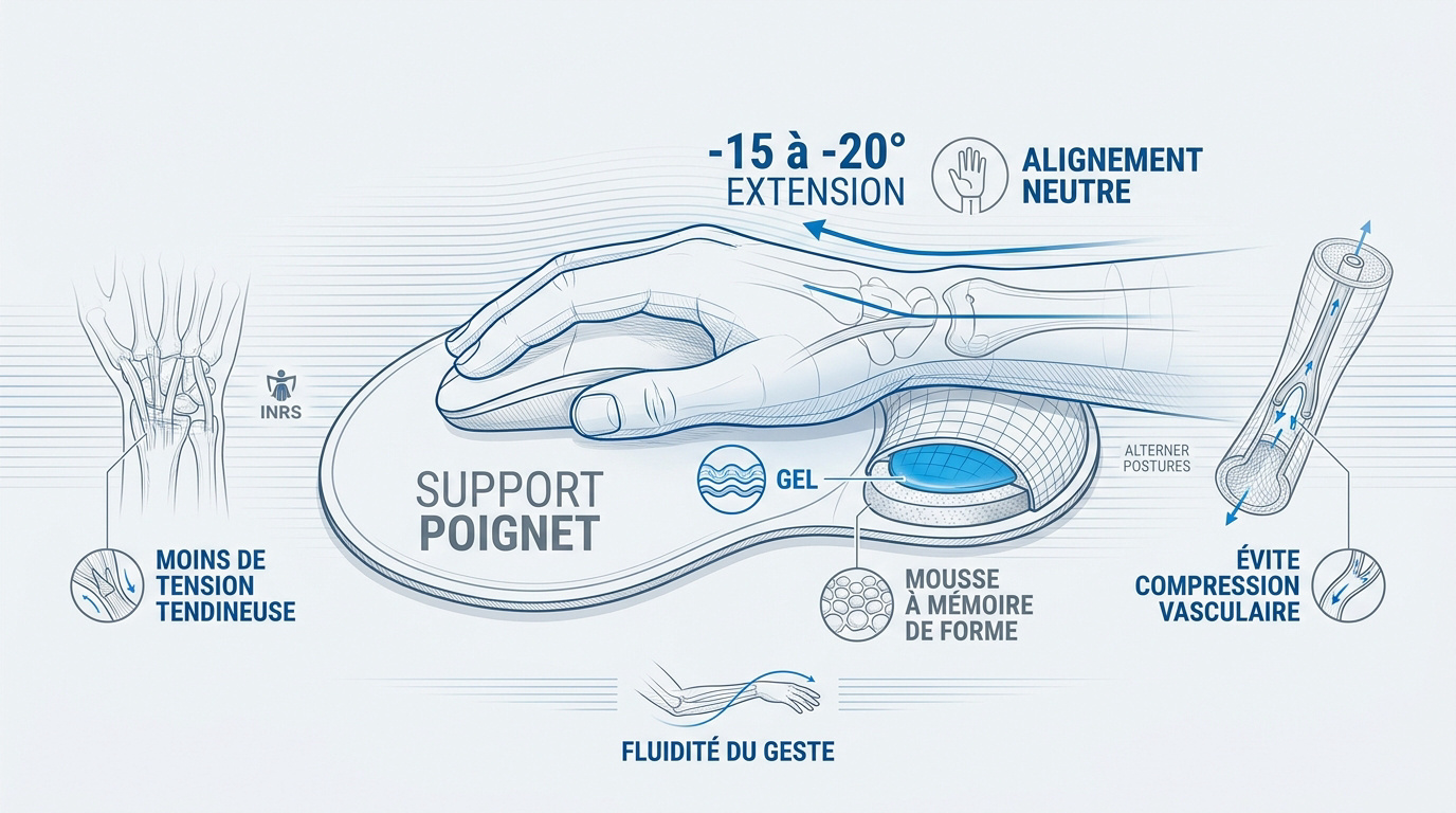 Tapis de souris avec repose-poignet ergonomique en gel