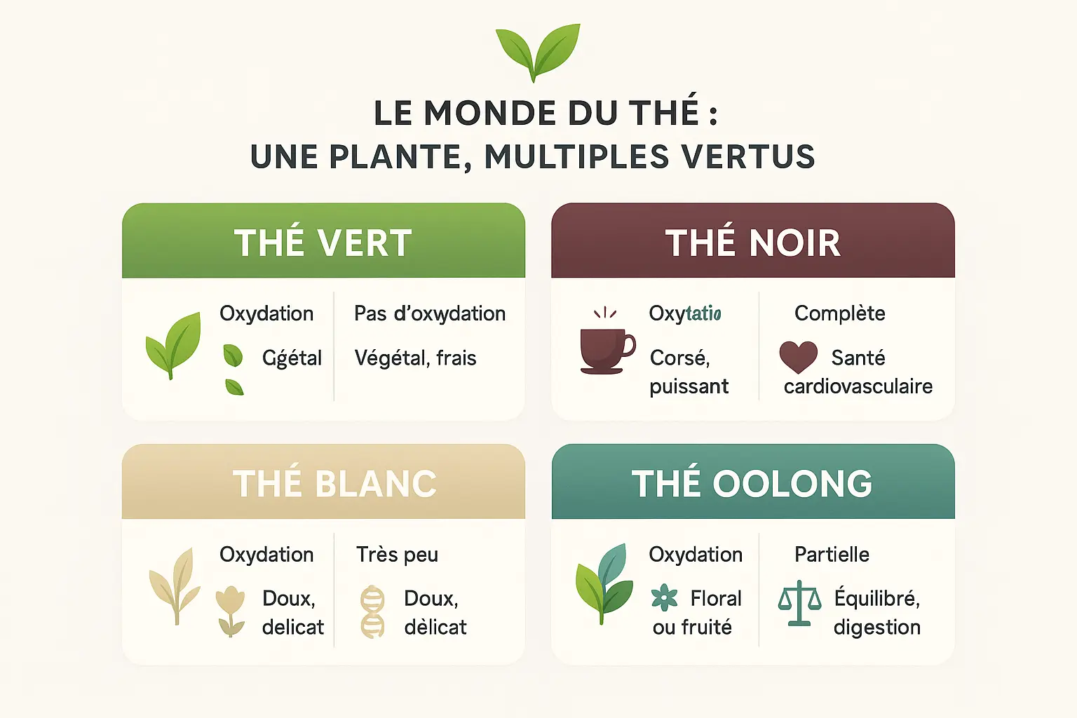 différentes variétés de thé