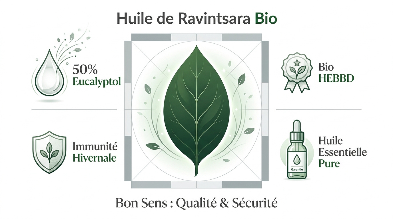 Organic ravintsara essential oil for a winter routine