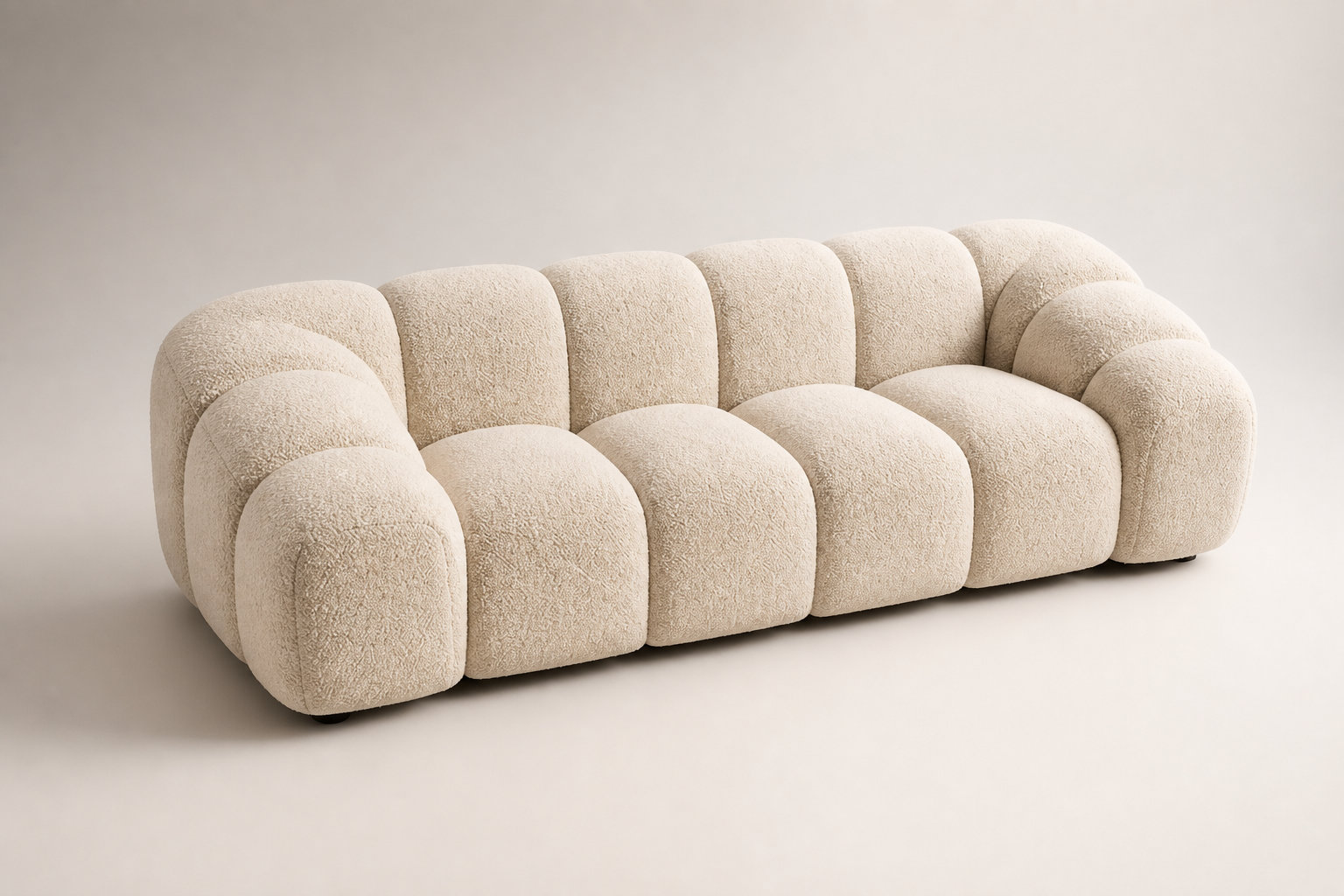 Canapé nuage 3 places en velours texturé beige - AVA