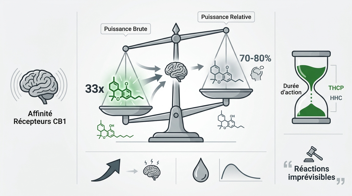 Comparaison de la puissance moléculaire entre THCP et HHC