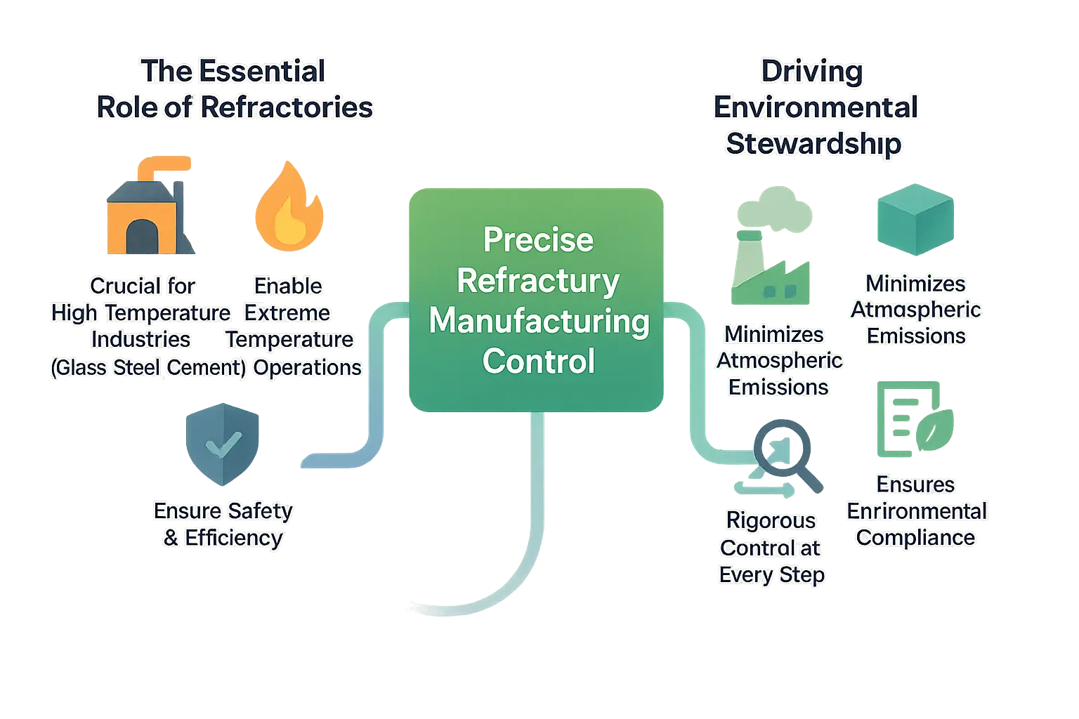 Refractory manufacturing process with controlled emissions