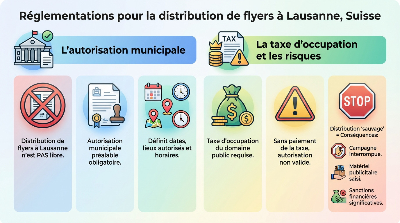 Réglementation stricte pour la distribution de flyers à Lausanne et taxes associées