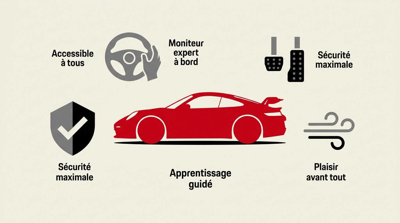 Moniteur encadrant un stagiaire en Porsche