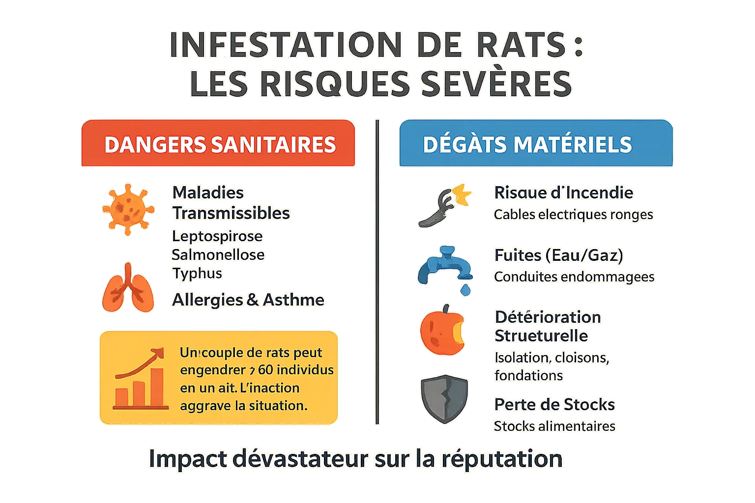 Illustration des dégâts causés par une infestation de rats