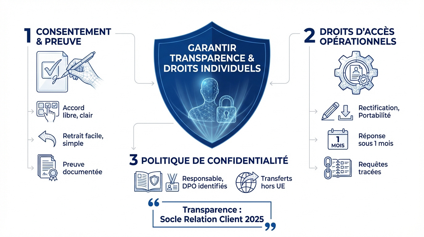 Illustration de la transparence et des droits individuels dans la gestion des données